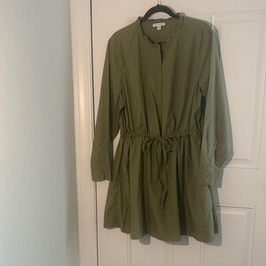 Free Assembly-Olive Green Drawstring Mini Dress